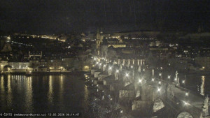 Město Praha - Pražský hrad, Karlův most, Vltava - 13.2.2026 v 00:15 Město Praha - Pražský hrad, Karlův most, Vltava - 13.2.2026 v 00:15