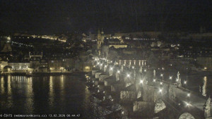 Město Praha - Pražský hrad, Karlův most, Vltava - 13.2.2026 v 00:45 Město Praha - Pražský hrad, Karlův most, Vltava - 13.2.2026 v 00:45