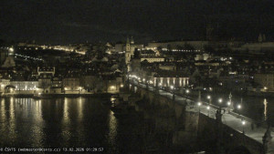 Město Praha - Pražský hrad, Karlův most, Vltava - 13.2.2026 v 01:30 Město Praha - Pražský hrad, Karlův most, Vltava - 13.2.2026 v 01:30