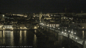 Město Praha - Pražský hrad, Karlův most, Vltava - 13.2.2026 v 02:00 Město Praha - Pražský hrad, Karlův most, Vltava - 13.2.2026 v 02:00