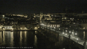 Město Praha - Pražský hrad, Karlův most, Vltava - 13.2.2026 v 02:30 Město Praha - Pražský hrad, Karlův most, Vltava - 13.2.2026 v 02:30