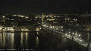 Město Praha - Pražský hrad, Karlův most, Vltava - 13.2.2026 v 03:30 Město Praha - Pražský hrad, Karlův most, Vltava - 13.2.2026 v 03:30