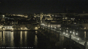 Město Praha - Pražský hrad, Karlův most, Vltava - 13.2.2026 v 03:45 Město Praha - Pražský hrad, Karlův most, Vltava - 13.2.2026 v 03:45