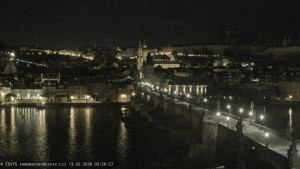 Město Praha - Pražský hrad, Karlův most, Vltava - 13.2.2026 v 04:00 Město Praha - Pražský hrad, Karlův most, Vltava - 13.2.2026 v 04:00