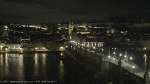 Město Praha - Pražský hrad, Karlův most, Vltava - 13.2.2026 v 04:30 Město Praha - Pražský hrad, Karlův most, Vltava - 13.2.2026 v 04:30