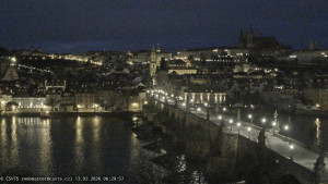 Město Praha - Pražský hrad, Karlův most, Vltava - 13.2.2026 v 06:30 Město Praha - Pražský hrad, Karlův most, Vltava - 13.2.2026 v 06:30