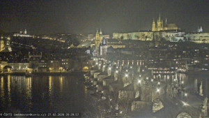 Město Praha - Pražský hrad, Karlův most, Vltava - 27.2.2026 v 20:30 Město Praha - Pražský hrad, Karlův most, Vltava - 27.2.2026 v 20:30
