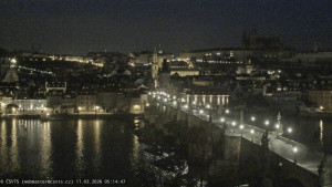 Město Praha - Pražský hrad, Karlův most, Vltava - 17.3.2026 v 05:15 Město Praha - Pražský hrad, Karlův most, Vltava - 17.3.2026 v 05:15