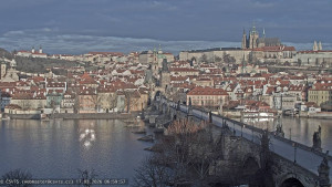 Město Praha - Pražský hrad, Karlův most, Vltava - 17.3.2026 v 07:00 Město Praha - Pražský hrad, Karlův most, Vltava - 17.3.2026 v 07:00