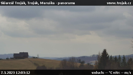 Skiareál Troják - Troják, Maruška - panorama - 7.3.2023 v 12:03