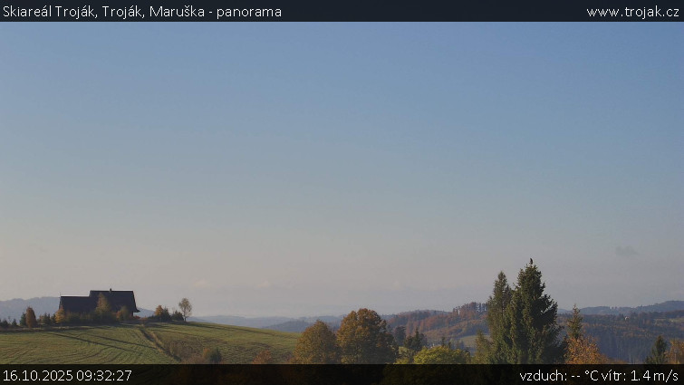 Skiareál Troják - Troják, Maruška - panorama - 16.10.2025 v 09:32 Skiareál Troják - Troják, Maruška - panorama - 16.10.2025 v 09:32