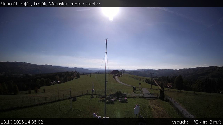 Skiareál Troják - Troják, Maruška - meteo stanice - 13.10.2025 v 14:35 Skiareál Troják - Troják, Maruška - meteo stanice - 13.10.2025 v 14:35