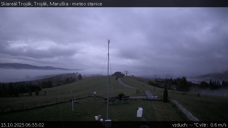 Skiareál Troják - Troják, Maruška - meteo stanice - 15.10.2025 v 06:55 Skiareál Troják - Troják, Maruška - meteo stanice - 15.10.2025 v 06:55