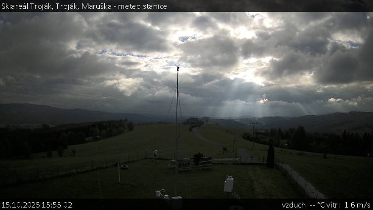 Skiareál Troják - Troják, Maruška - meteo stanice - 15.10.2025 v 15:55 Skiareál Troják - Troják, Maruška - meteo stanice - 15.10.2025 v 15:55