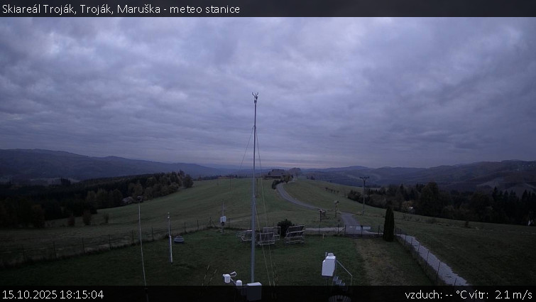 Skiareál Troják - Troják, Maruška - meteo stanice - 15.10.2025 v 18:15 Skiareál Troják - Troják, Maruška - meteo stanice - 15.10.2025 v 18:15