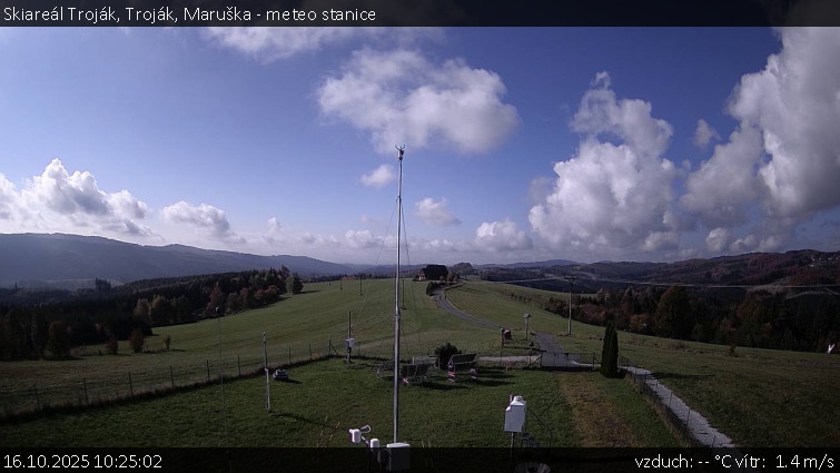Skiareál Troják - Troják, Maruška - meteo stanice - 16.10.2025 v 10:25 Skiareál Troják - Troják, Maruška - meteo stanice - 16.10.2025 v 10:25