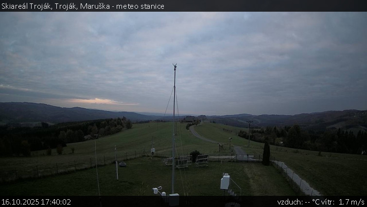 Skiareál Troják - Troják, Maruška - meteo stanice - 16.10.2025 v 17:40 Skiareál Troják - Troják, Maruška - meteo stanice - 16.10.2025 v 17:40