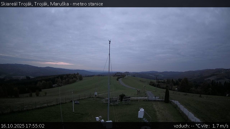 Skiareál Troják - Troják, Maruška - meteo stanice - 16.10.2025 v 17:55 Skiareál Troják - Troják, Maruška - meteo stanice - 16.10.2025 v 17:55