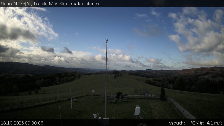 Skiareál Troják - Troják, Maruška - meteo stanice - 18.10.2025 v 09:30 Skiareál Troják - Troják, Maruška - meteo stanice - 18.10.2025 v 09:30