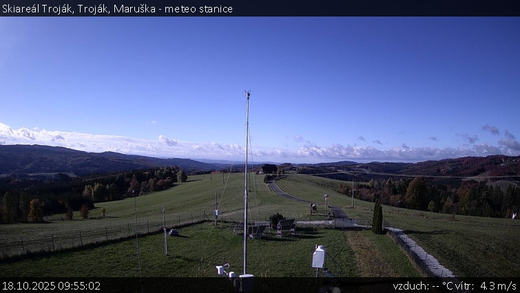 Skiareál Troják - Troják, Maruška - meteo stanice - 18.10.2025 v 09:55 Skiareál Troják - Troják, Maruška - meteo stanice - 18.10.2025 v 09:55