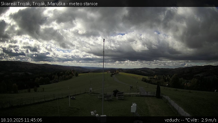Skiareál Troják - Troják, Maruška - meteo stanice - 18.10.2025 v 11:45 Skiareál Troják - Troják, Maruška - meteo stanice - 18.10.2025 v 11:45