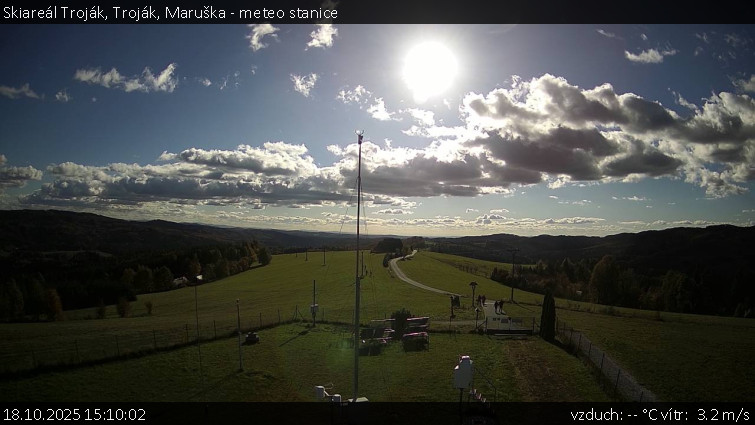 Skiareál Troják - Troják, Maruška - meteo stanice - 18.10.2025 v 15:10 Skiareál Troják - Troják, Maruška - meteo stanice - 18.10.2025 v 15:10