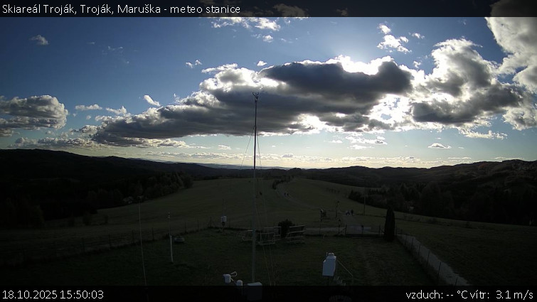 Skiareál Troják - Troják, Maruška - meteo stanice - 18.10.2025 v 15:50 Skiareál Troják - Troják, Maruška - meteo stanice - 18.10.2025 v 15:50