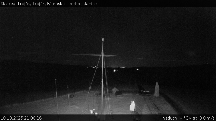 Skiareál Troják - Troják, Maruška - meteo stanice - 18.10.2025 v 21:00 Skiareál Troják - Troják, Maruška - meteo stanice - 18.10.2025 v 21:00