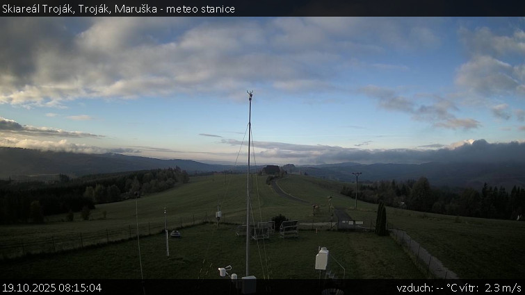 Skiareál Troják - Troják, Maruška - meteo stanice - 19.10.2025 v 08:15 Skiareál Troják - Troják, Maruška - meteo stanice - 19.10.2025 v 08:15