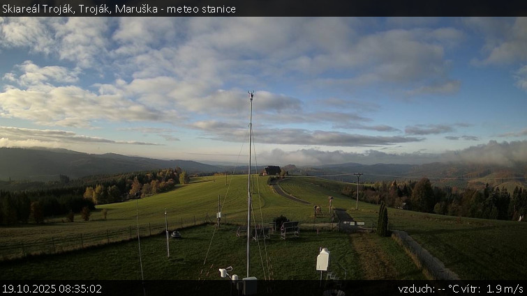 Skiareál Troják - Troják, Maruška - meteo stanice - 19.10.2025 v 08:35 Skiareál Troják - Troják, Maruška - meteo stanice - 19.10.2025 v 08:35