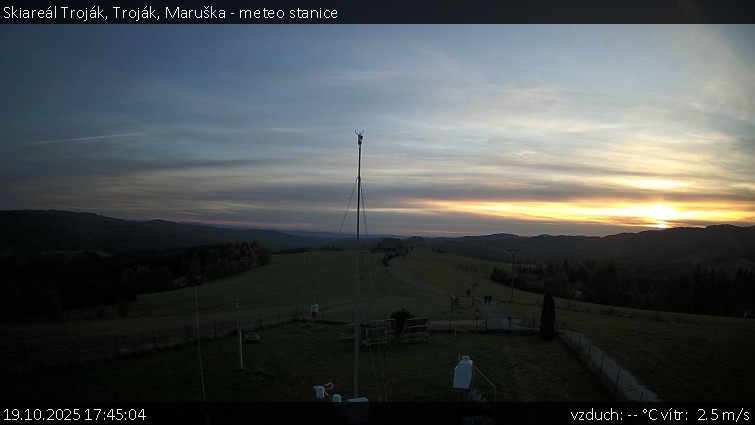 Skiareál Troják - Troják, Maruška - meteo stanice - 19.10.2025 v 17:45 Skiareál Troják - Troják, Maruška - meteo stanice - 19.10.2025 v 17:45