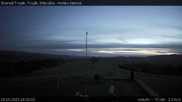 Skiareál Troják - Troják, Maruška - meteo stanice - 19.10.2025 v 18:25 Skiareál Troják - Troják, Maruška - meteo stanice - 19.10.2025 v 18:25