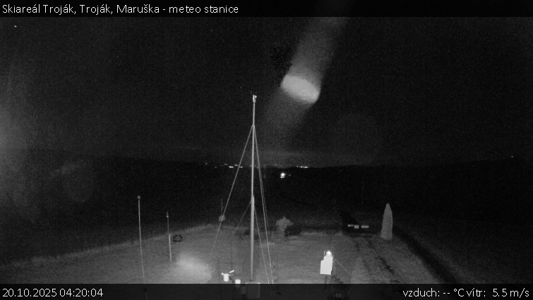 Skiareál Troják - Troják, Maruška - meteo stanice - 20.10.2025 v 04:20 Skiareál Troják - Troják, Maruška - meteo stanice - 20.10.2025 v 04:20