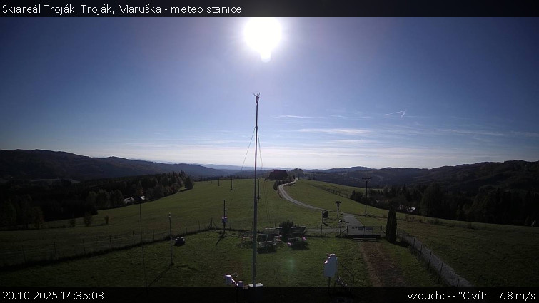 Skiareál Troják - Troják, Maruška - meteo stanice - 20.10.2025 v 14:35 Skiareál Troják - Troják, Maruška - meteo stanice - 20.10.2025 v 14:35