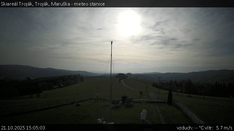 Skiareál Troják - Troják, Maruška - meteo stanice - 21.10.2025 v 15:05 Skiareál Troják - Troják, Maruška - meteo stanice - 21.10.2025 v 15:05
