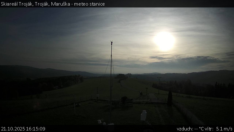 Skiareál Troják - Troják, Maruška - meteo stanice - 21.10.2025 v 16:15 Skiareál Troják - Troják, Maruška - meteo stanice - 21.10.2025 v 16:15