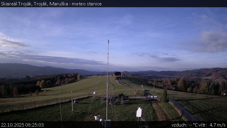 Skiareál Troják - Troják, Maruška - meteo stanice - 22.10.2025 v 08:25 Skiareál Troják - Troják, Maruška - meteo stanice - 22.10.2025 v 08:25