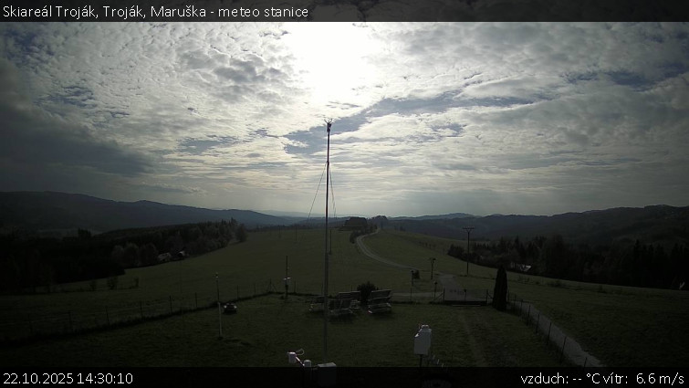 Skiareál Troják - Troják, Maruška - meteo stanice - 22.10.2025 v 14:30 Skiareál Troják - Troják, Maruška - meteo stanice - 22.10.2025 v 14:30