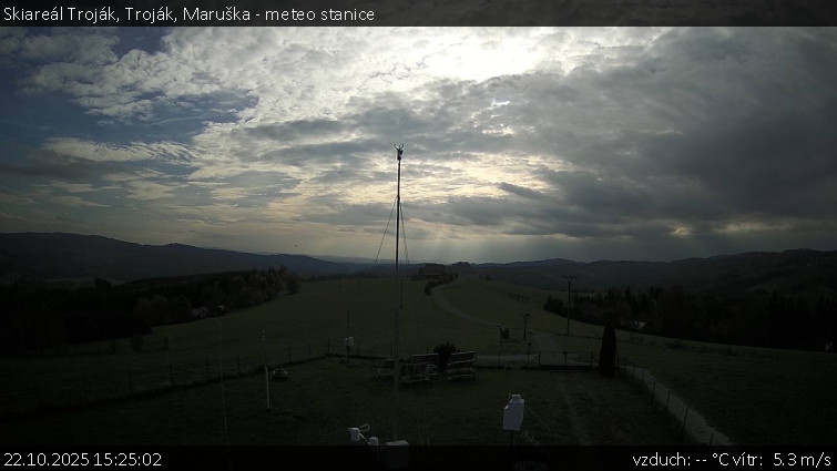 Skiareál Troják - Troják, Maruška - meteo stanice - 22.10.2025 v 15:25 Skiareál Troják - Troják, Maruška - meteo stanice - 22.10.2025 v 15:25