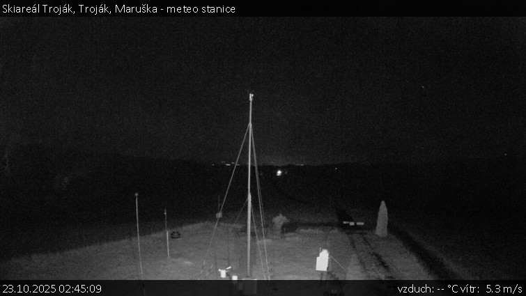 Skiareál Troják - Troják, Maruška - meteo stanice - 23.10.2025 v 02:45 Skiareál Troják - Troják, Maruška - meteo stanice - 23.10.2025 v 02:45