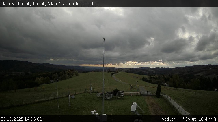 Skiareál Troják - Troják, Maruška - meteo stanice - 23.10.2025 v 14:35 Skiareál Troják - Troják, Maruška - meteo stanice - 23.10.2025 v 14:35