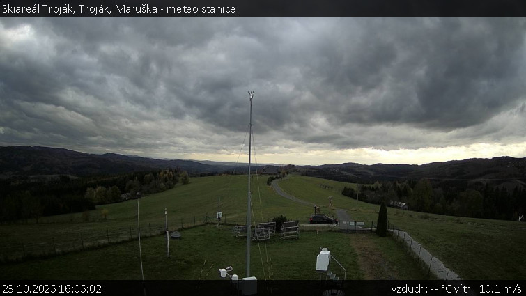 Skiareál Troják - Troják, Maruška - meteo stanice - 23.10.2025 v 16:05 Skiareál Troják - Troják, Maruška - meteo stanice - 23.10.2025 v 16:05
