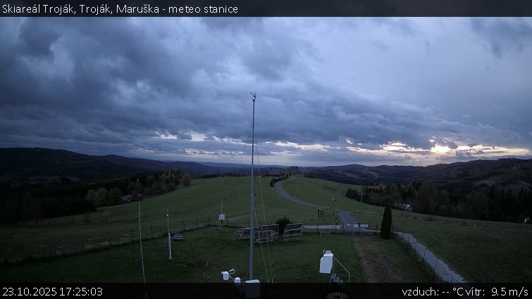 Skiareál Troják - Troják, Maruška - meteo stanice - 23.10.2025 v 17:25 Skiareál Troják - Troják, Maruška - meteo stanice - 23.10.2025 v 17:25