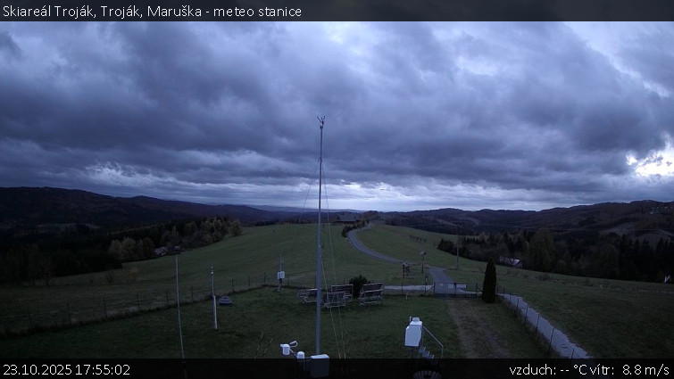 Skiareál Troják - Troják, Maruška - meteo stanice - 23.10.2025 v 17:55 Skiareál Troják - Troják, Maruška - meteo stanice - 23.10.2025 v 17:55