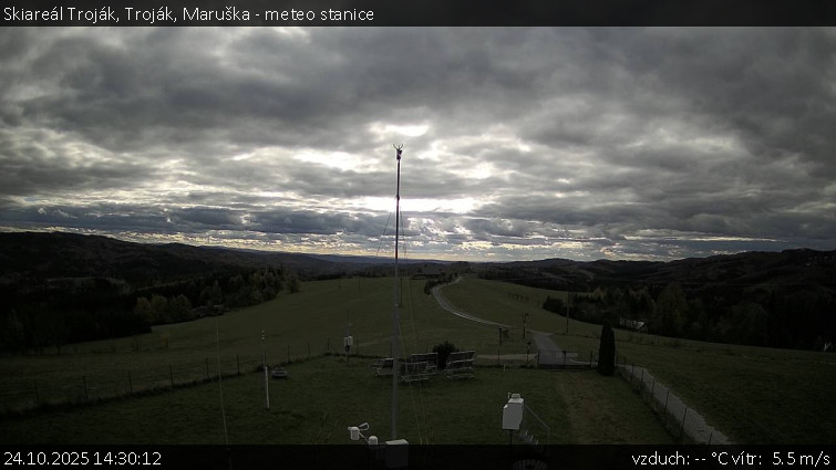 Skiareál Troják - Troják, Maruška - meteo stanice - 24.10.2025 v 14:30 Skiareál Troják - Troják, Maruška - meteo stanice - 24.10.2025 v 14:30