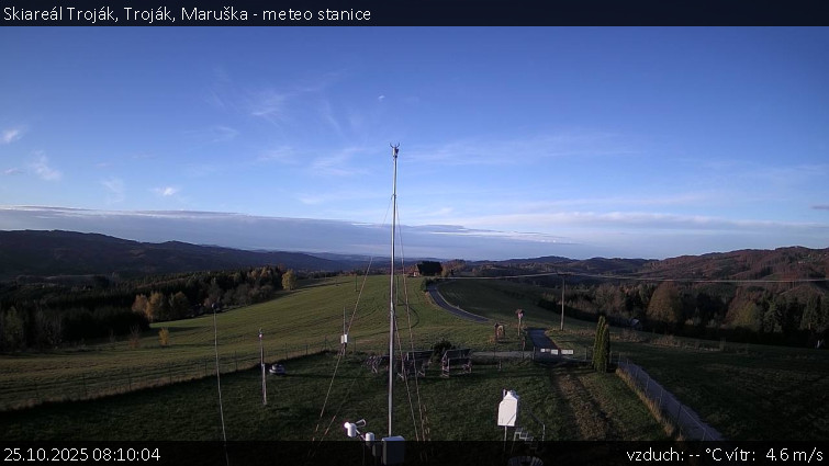Skiareál Troják - Troják, Maruška - meteo stanice - 25.10.2025 v 08:10 Skiareál Troják - Troják, Maruška - meteo stanice - 25.10.2025 v 08:10