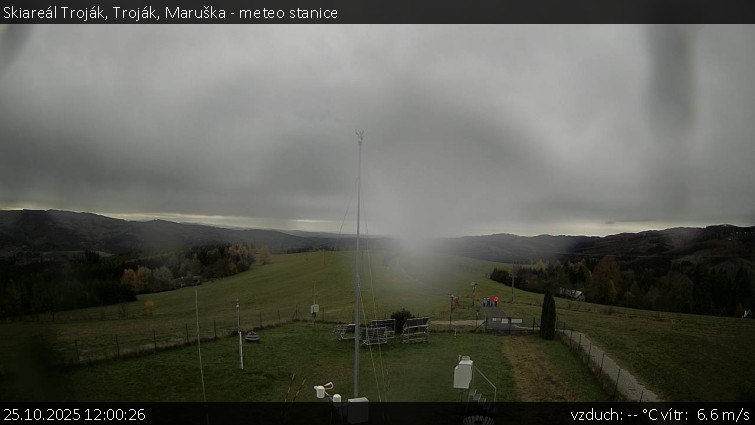 Skiareál Troják - Troják, Maruška - meteo stanice - 25.10.2025 v 12:00 Skiareál Troják - Troják, Maruška - meteo stanice - 25.10.2025 v 12:00