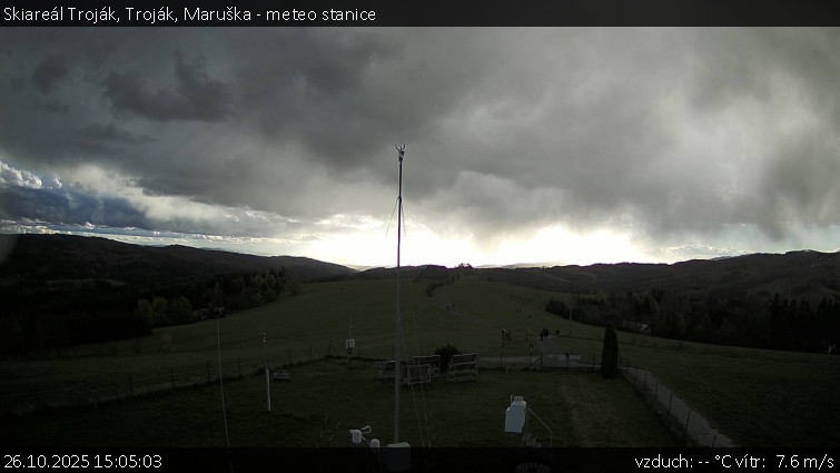 Skiareál Troják - Troják, Maruška - meteo stanice - 26.10.2025 v 15:05 Skiareál Troják - Troják, Maruška - meteo stanice - 26.10.2025 v 15:05