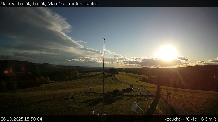 Skiareál Troják - Troják, Maruška - meteo stanice - 26.10.2025 v 15:50 Skiareál Troják - Troják, Maruška - meteo stanice - 26.10.2025 v 15:50