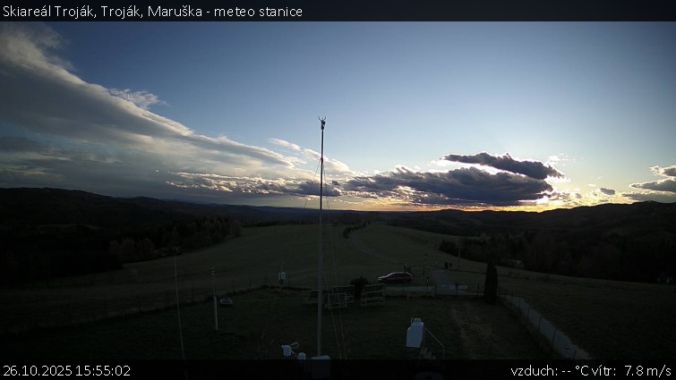Skiareál Troják - Troják, Maruška - meteo stanice - 26.10.2025 v 15:55 Skiareál Troják - Troják, Maruška - meteo stanice - 26.10.2025 v 15:55